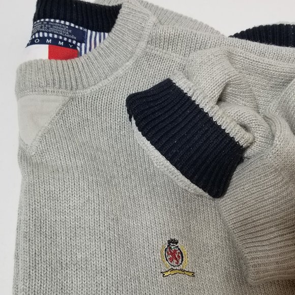 90'S Tommy Hilfiger Cotton Knit Sweater, Men's Size L cotton white type Vintage Second Hand